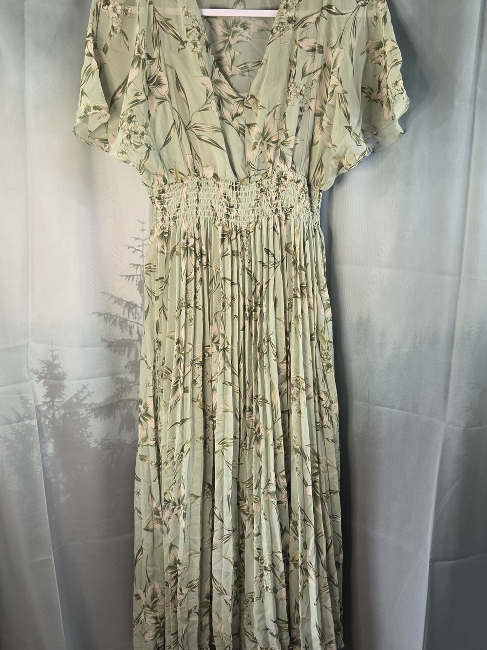 Taylor Floral Smocked Waist Maxi Dress - Light Sage